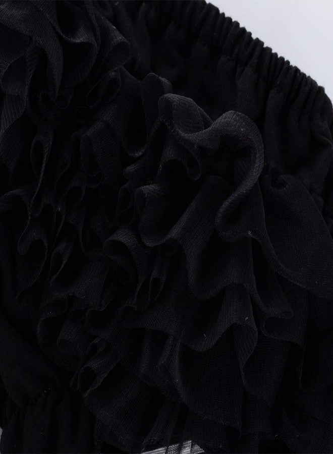 elamccor Lucky-BB Baby Girls'Tutu Bloomers Newborn Toddler Cotton Tulle Ruffle Diaper Covers with Bow Black, M-0-6 months - Image 5