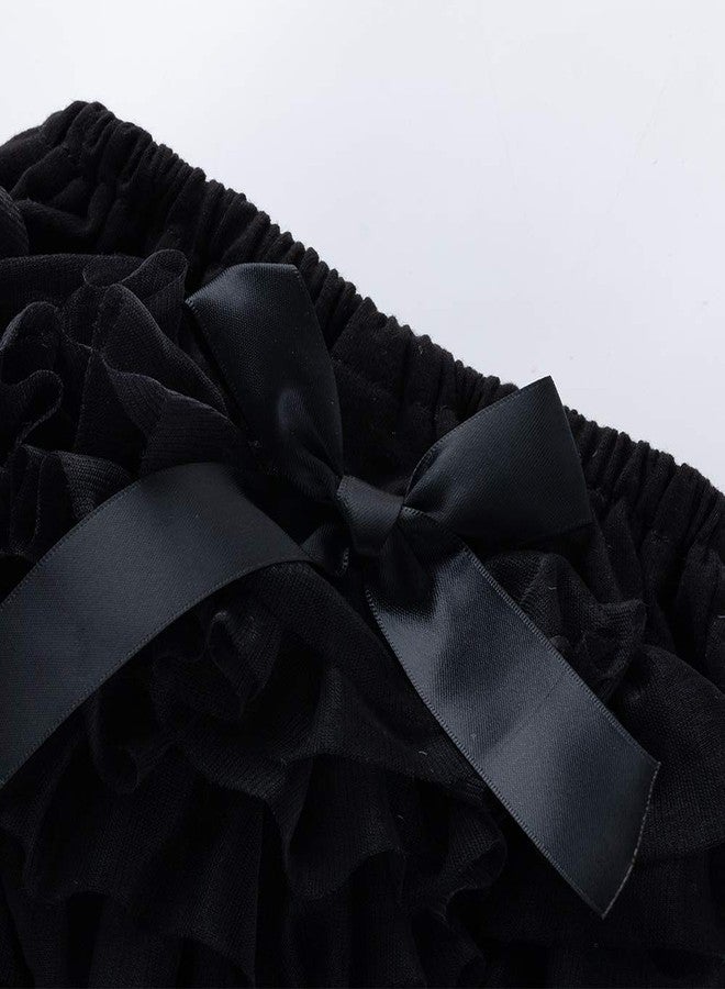 elamccor Lucky-BB Baby Girls'Tutu Bloomers Newborn Toddler Cotton Tulle Ruffle Diaper Covers with Bow Black, M-0-6 months - Image 4