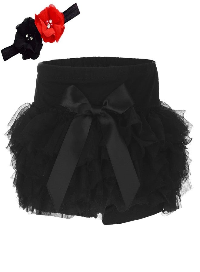elamccor Lucky-BB Baby Girls'Tutu Bloomers Newborn Toddler Cotton Tulle Ruffle Diaper Covers with Bow Black, M-0-6 months - Image 1
