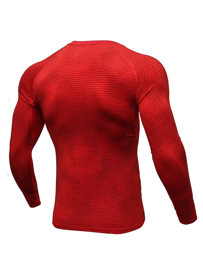 نيبمينينت Men Quick Dry Breathable Long Sleeve Shirt Red - Image 2
