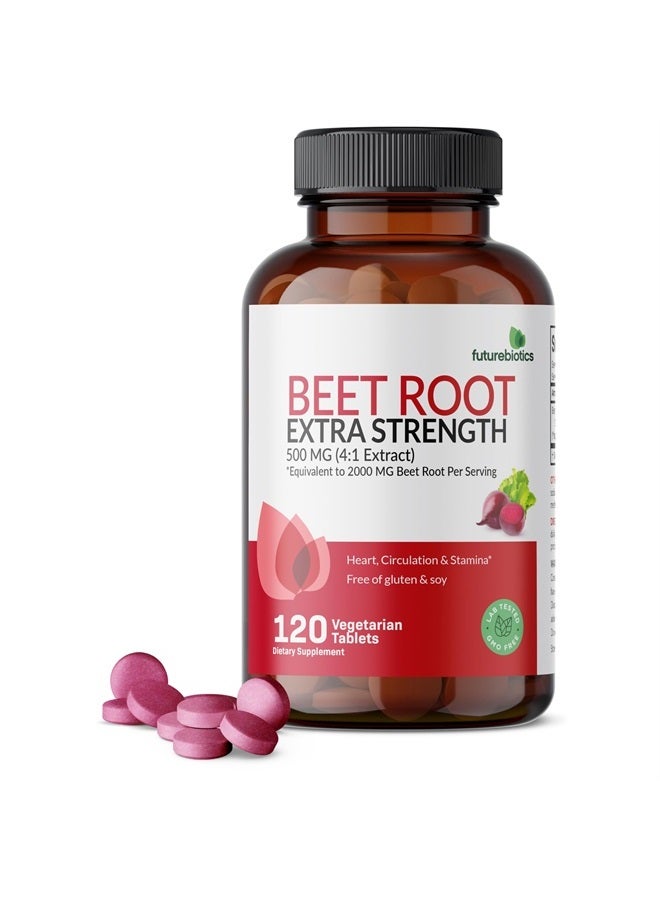 Futurebiotics جذر الشمندر بقوة إضافية (ما يعادل 2000 ملغ من جذر الشمندر لكل حصة من 500 ملغ مستخلص 4:1)، غير معدّل وراثيًا، 120 قرص نباتي - Image 1