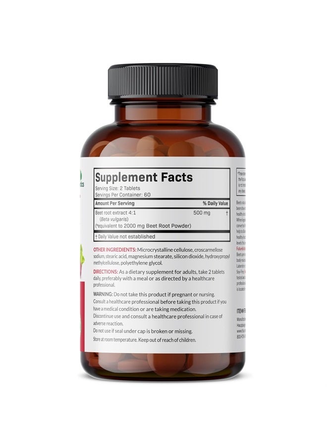 Futurebiotics جذر الشمندر بقوة إضافية (ما يعادل 2000 ملغ من جذر الشمندر لكل حصة من 500 ملغ مستخلص 4:1)، غير معدّل وراثيًا، 120 قرص نباتي - Image 2