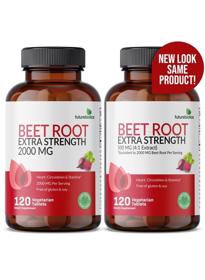 Futurebiotics جذر الشمندر بقوة إضافية (ما يعادل 2000 ملغ من جذر الشمندر لكل حصة من 500 ملغ مستخلص 4:1)، غير معدّل وراثيًا، 120 قرص نباتي - Image 3
