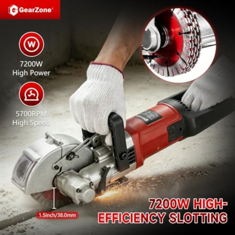 Wall Groove Cutting Machine with Tool Box 220V 4800W, with 4 PCS Saw Blades Wall Slotting Machine Electric Wall Chaser for Brick Granite Marble Concrete 38MM Cutting Width/38MM Cutting Depth - Image 2