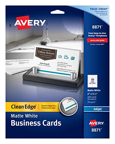 AVERY True Print Clean Edge Business Cards, Inkjet, 2 x 3 1/2, White, 200/Pack - Image 4