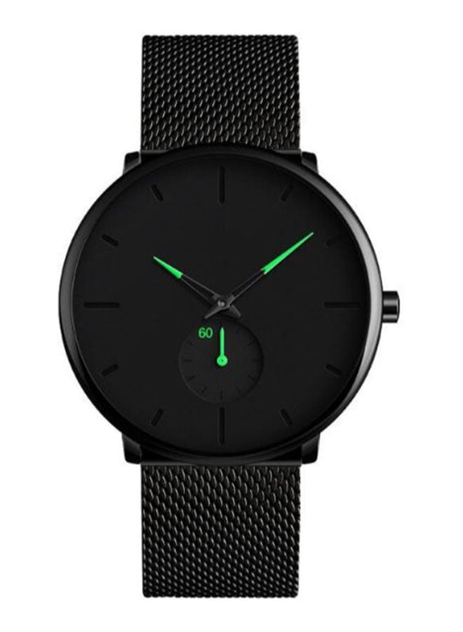 ساعة رجال بسيطة، أنيقة، مقاومة للماء، Business Two-pin Semi Stainless Steel with Youth Quartz Watch 9185 -40 mm -Black - Image 1