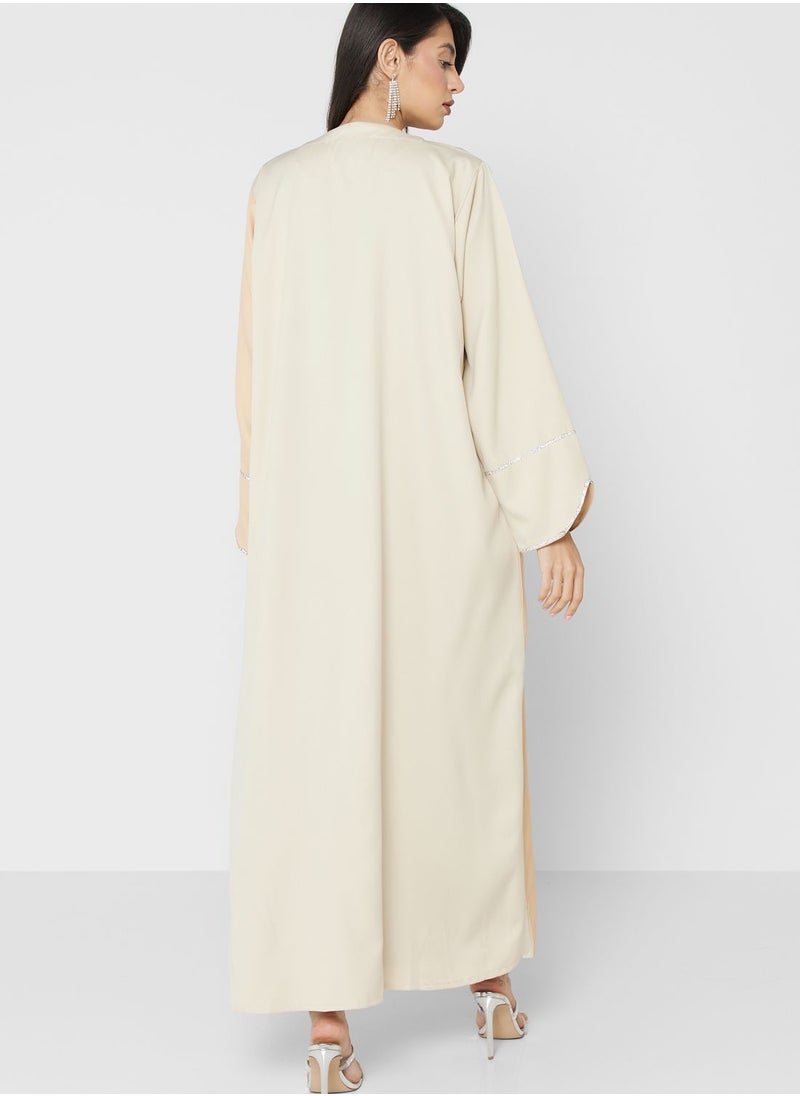 hayas closet - Embellished Contrast Detail Abaya - Image 1