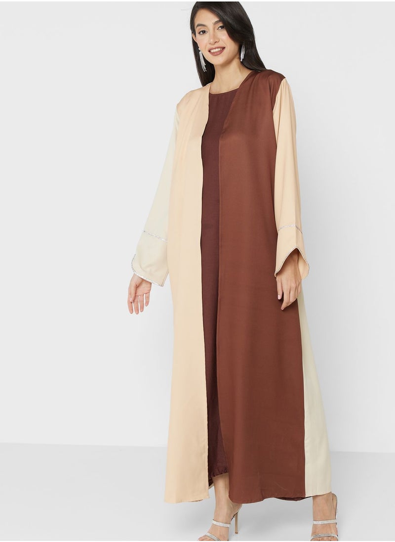 hayas closet - Embellished Contrast Detail Abaya - Image 1
