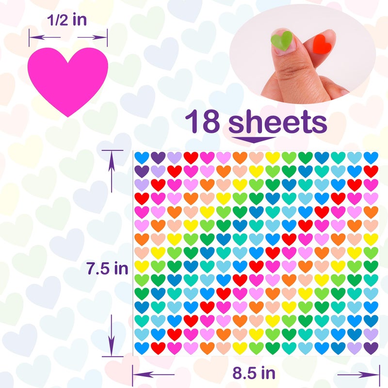 YSHIHE Heart Stickers, 4050 Pieces, 1/2 Inch Mini Colorful Stickers for Kids, Party Favors, Decorating - Image 3