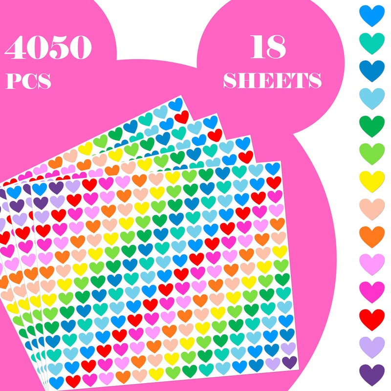 YSHIHE Heart Stickers, 4050 Pieces, 1/2 Inch Mini Colorful Stickers for Kids, Party Favors, Decorating - Image 2