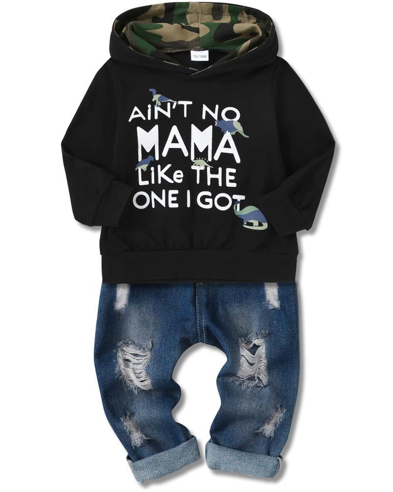 WESIDOM WESIDOM Baby Boy Clothes Long Sleeve Printing Hoodie With Jeans Pants Outfits Set