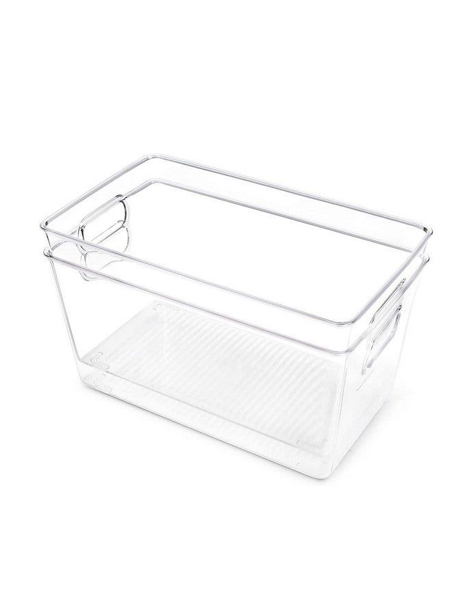 RABBONIX Clear Acrylic Pantry Organizer Bin With Handle For Food Storage, Refrigerator, Fridge, Cabinet, Kitchen, Countertops Etc | Small | Pack of 02 , 23.9 x 13.5 x 10.9 Centimeters - Image 1