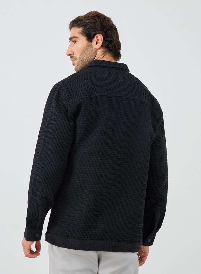 Styli Styli Waffle Textured Oversized Shacket with Pocket Detail  - Image 5