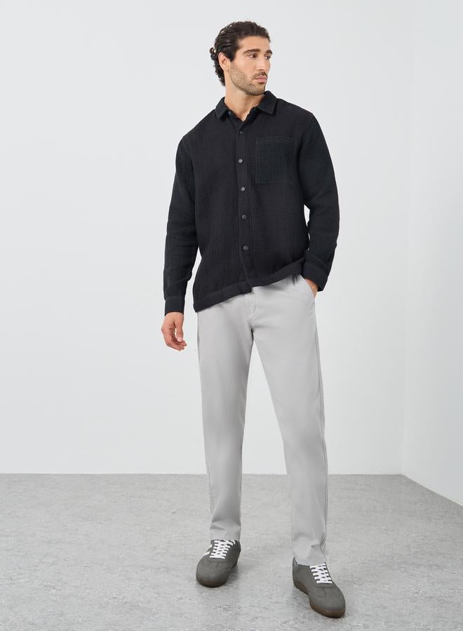 Styli Styli Waffle Textured Oversized Shacket with Pocket Detail  - Image 2