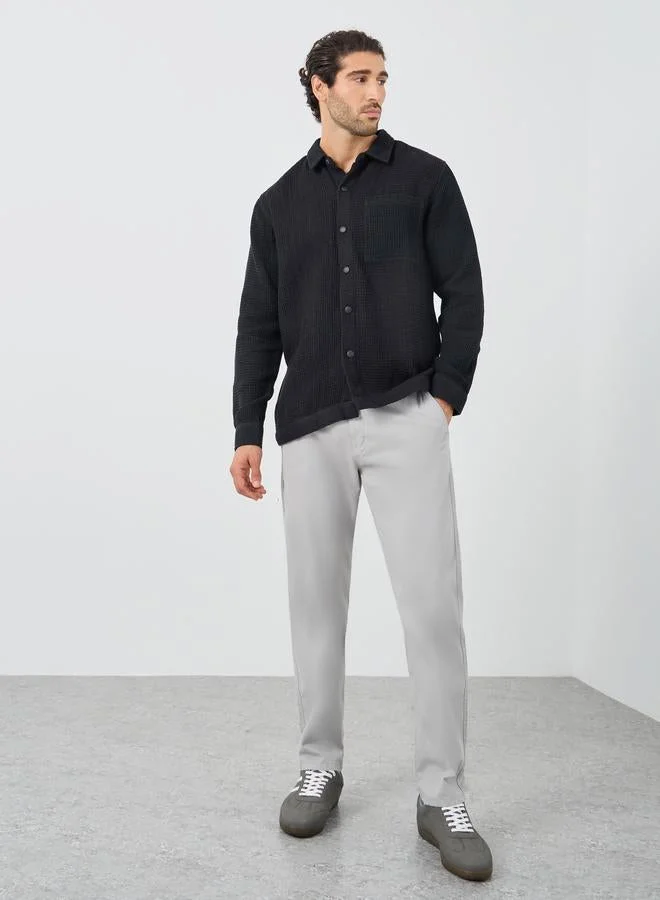 ستايلي ستايلي شيكت كبير بنقشة الوافل مع تفاصيل جيوب