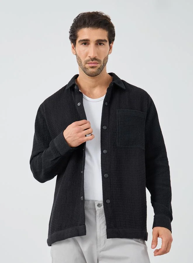 ستايلي ستايلي شيكت كبير بنقشة الوافل مع تفاصيل جيوب