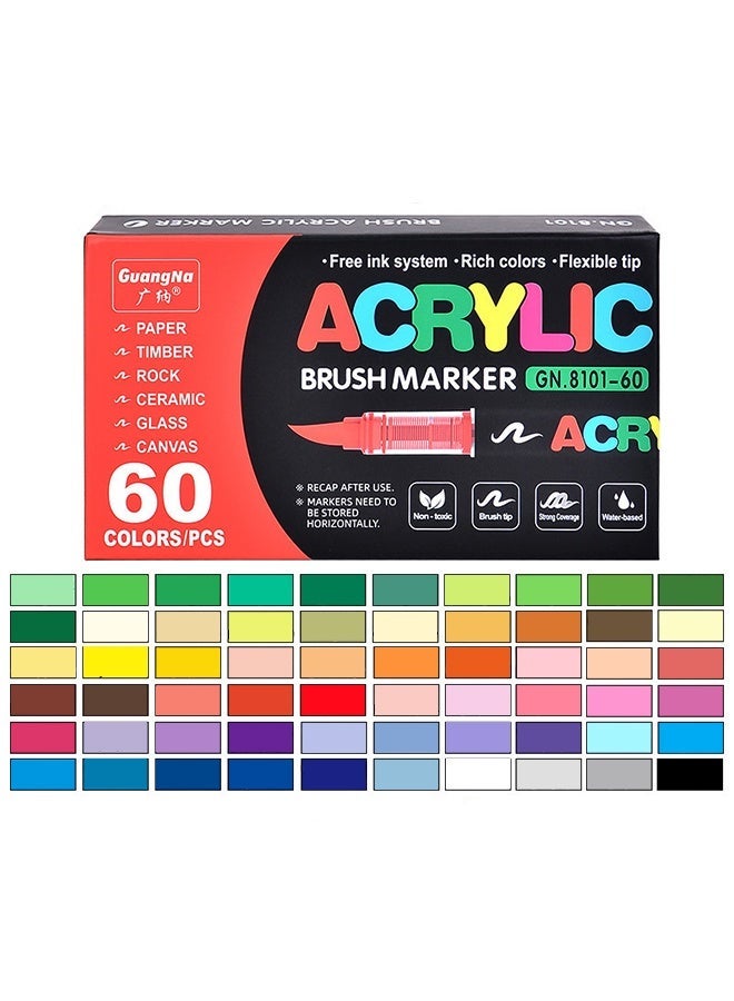 GuangNa 60-Piece Paint Marker Set for Art Supplies, School Supplies, Rock Art, Fabric Paint, Fabric Markers, Paint Pen, Art Markers - Image 1