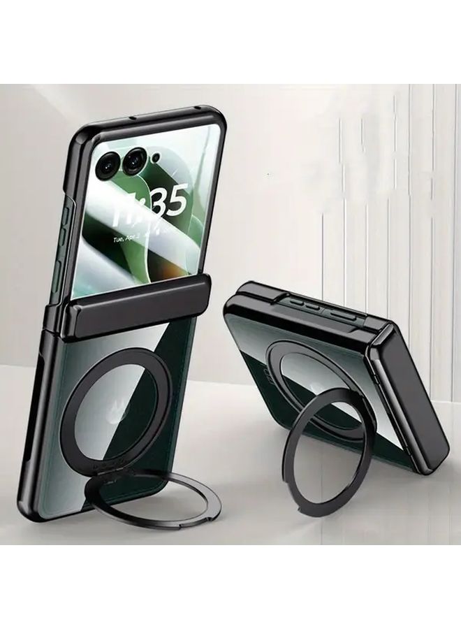 Golden 360 Degree Rotating Alloy Magnetic Phone Case With Built In Tempered Glass Screen Protector For Motorola RAZR 60 - Image 1