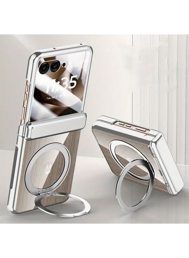 Golden 360 Degree Rotating Alloy Magnetic Phone Case With Built In Tempered Glass Screen Protector For Motorola RAZR 60 - Image 3