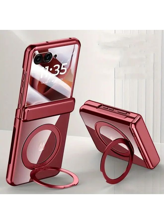 Golden 360 Degree Rotating Alloy Magnetic Phone Case With Built In Tempered Glass Screen Protector For Motorola RAZR 60 - Image 5