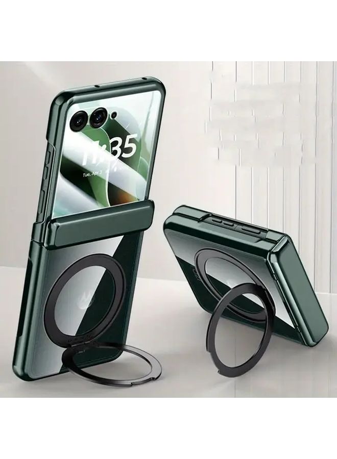 Golden 360 Degree Rotating Alloy Magnetic Phone Case With Built In Tempered Glass Screen Protector For Motorola RAZR 60 - Image 4