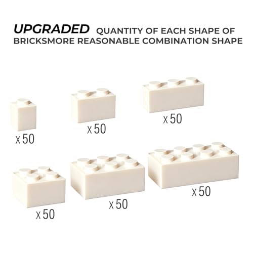 RWDTER 300 Piece Building Bricks Bulk 6 Size Classic Mixed Building Block Set Compatible with Lego and Major Brands Suitable for Boys and Girls Over 6 Years Old White - Image 5