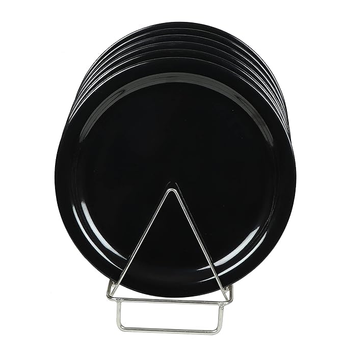 Everbuy® BPA Free Full Round Plates for Dinner Lunch Breakfast, Food Grade, Reusable, Full Meals Thali (Plastic, Set of 6, Dishwasher Safe, Microwave Safe) - Image 1