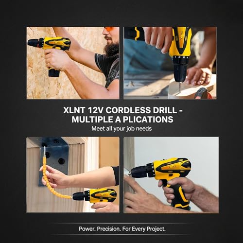 XLNT 12V Cordless Drill Machine Tool Kit, 2-Speed Rechargeable Driver, 18+1 Torque Settings, Adjustable Clutch, Li-ion Battery, Multiple Accessories, Carrying Case - Image 5