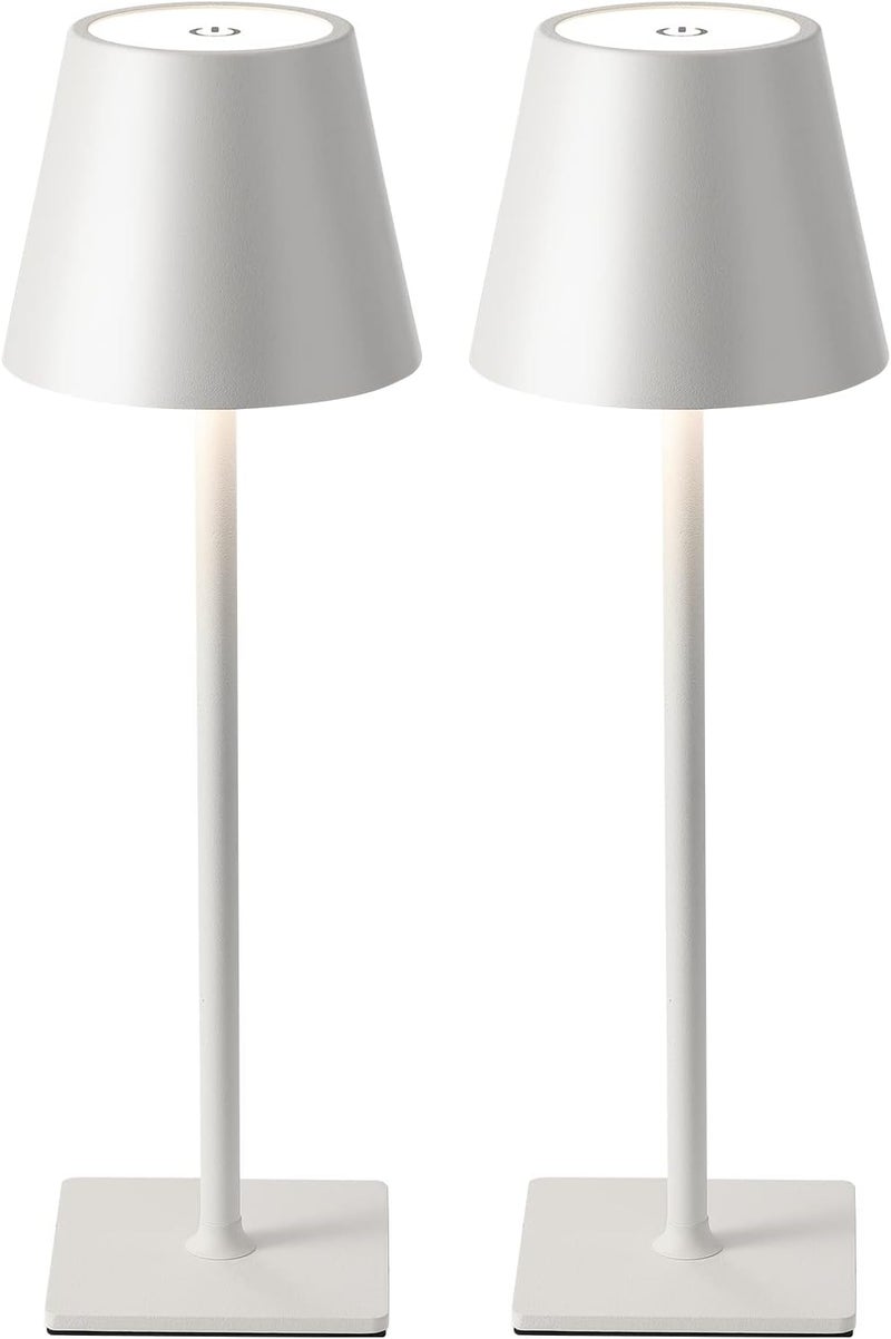 KDG 2 Pack Cordless Table Lamp, Portable LED Desk Lamp, 5000mAh Battery Operated, 3 Color Stepless Dimming Up, for Restaurant/Bedroom/Bars/Outdoor Party/Camping/Coffee Shop Night Light(White) - Image 1