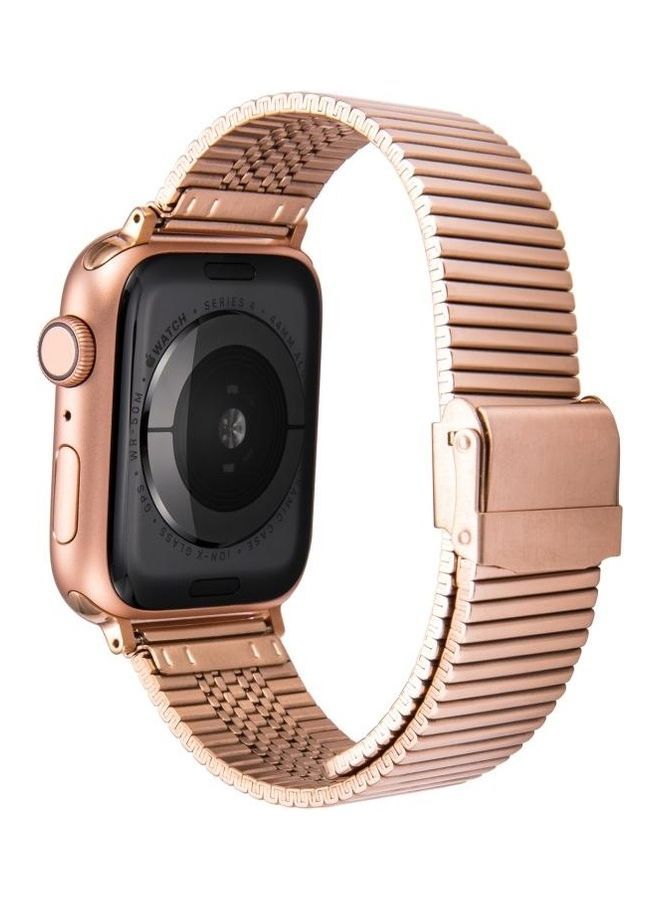NIBEMINENT Multi-Baht Steel Replacement Watchband For Apple Watch Series 7/6/5/4/3/2/1/SE 41/40/38mm Rose Gold - Image 2