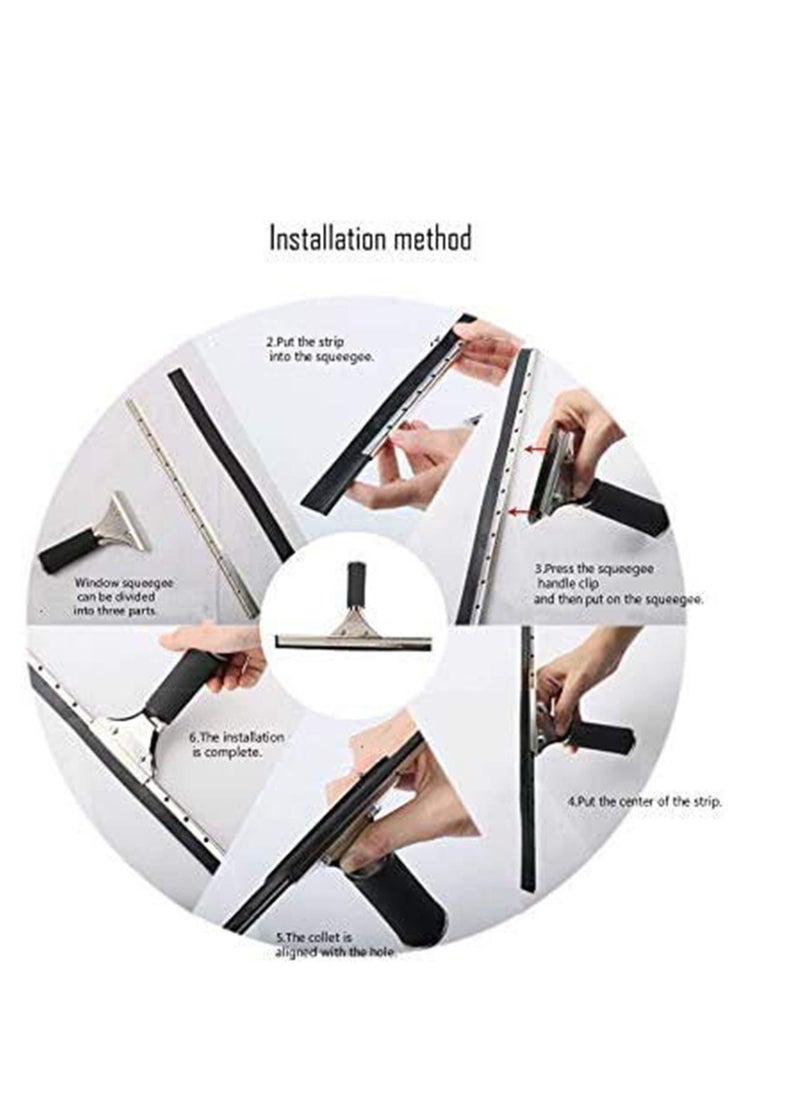 Beauenty Shower Squeegees, Stainless Steel Wiper Window Squeegees for Car Floor Bathroom Mirror Wiper Windows Glass Wiper, Window Cleaner All Purpose Squeegee with Blades 35CM - Image 4