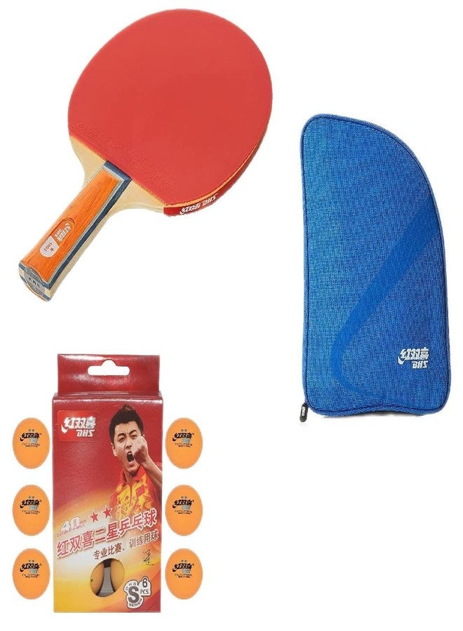 دي إتش أس مضرب تنس الطاولة A1003 DHS مع كرة تنس الطاولة DHS S-S1840BY من سوبر ماركت ستار واي (علبة من 36 قطعة) وغطاء مضرب تنس الطاولة RC104 DHS أزرق - Image 2