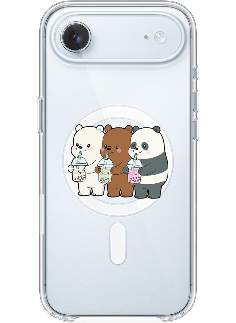 Theodor Magnetic Case for Apple iPhone 17 Air Compatible with MagSafe Wireless Charging, Shockproof Phone Bumper Cover - 3 Panda Drinking - Image 1