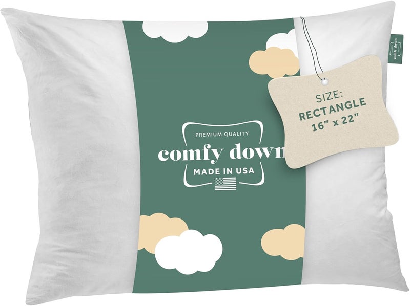 ComfyDown Decorative Throw Pillow Insert, Down and Feather Fill, 100% Cotton Cover, 233 Thread Count - Made in USA (16" X 22") - Image 1