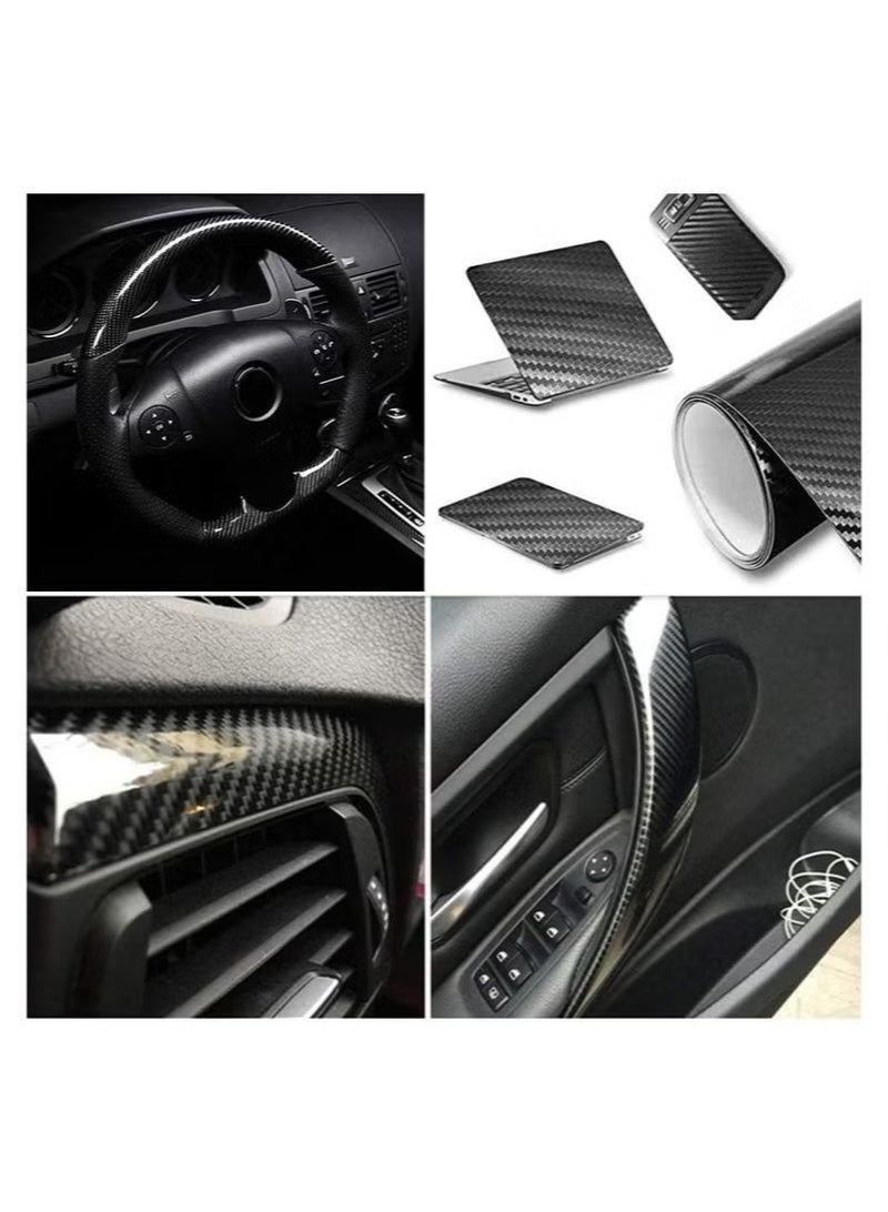Black 6D Carbon Fiber Car Wrap 30×150cm, Glossy Air Release Vinyl Film for Auto Motorcycle DIY - Image 4