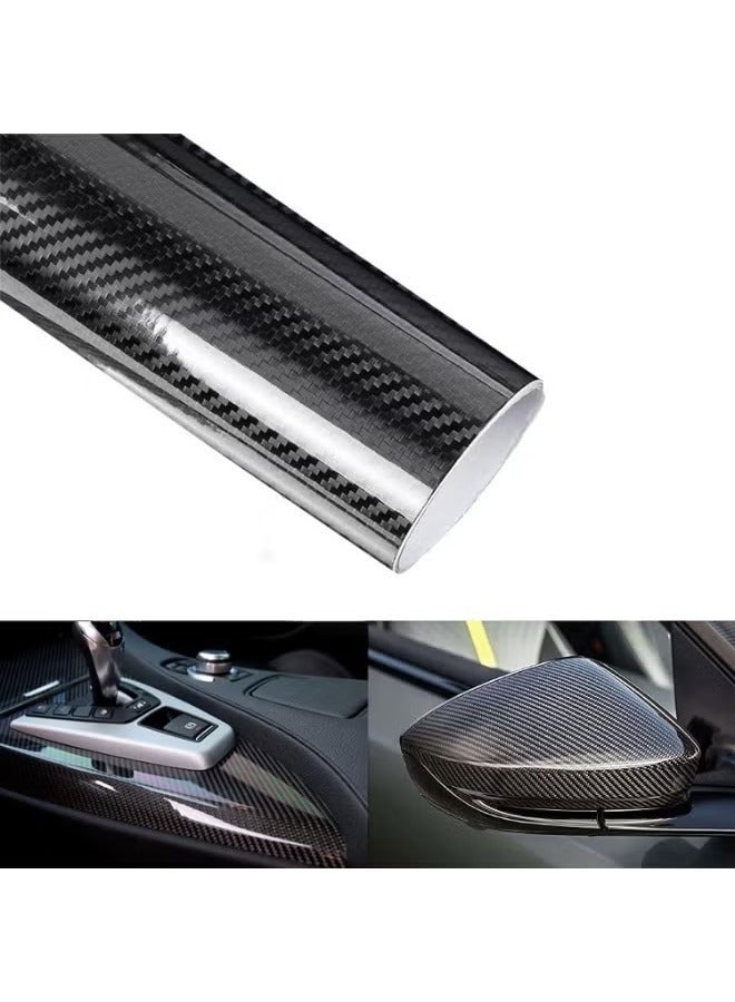 Black 6D Carbon Fiber Car Wrap 30×150cm, Glossy Air Release Vinyl Film for Auto Motorcycle DIY - Image 3