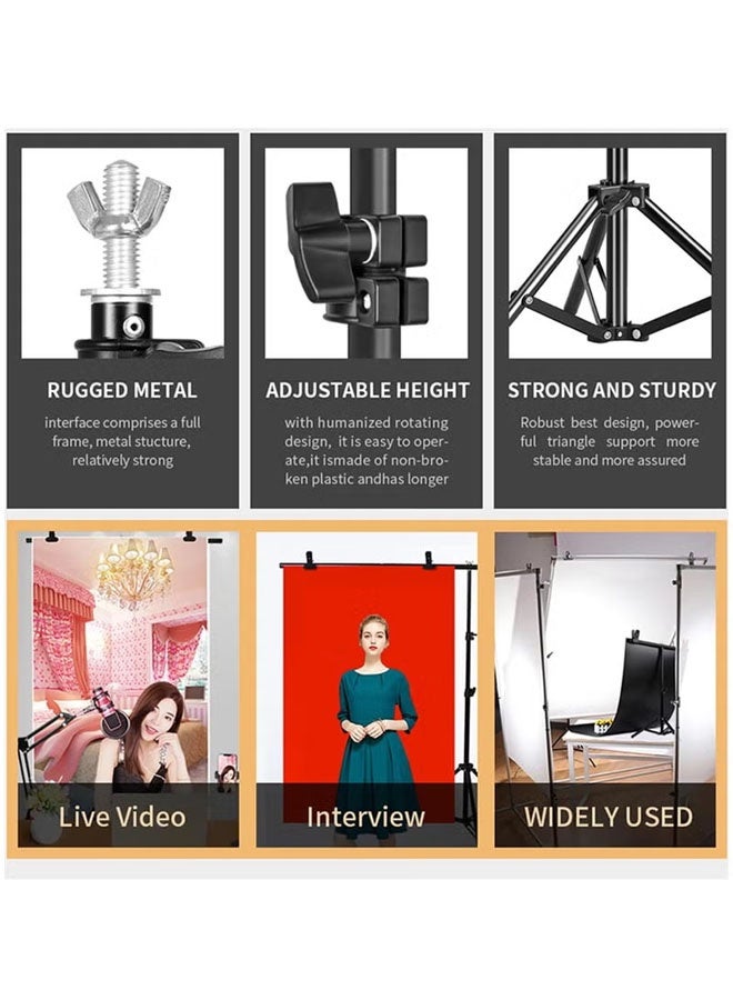 Aikenn Aikenn 6PCS Adjustable Studio Photography Backdrop Stand Kit Photo Backdrop Stand Kit for Studio Photoshoot Photography Backdrop Background Bracket Wedding Party 1.5 x 2 M Black - Image 5