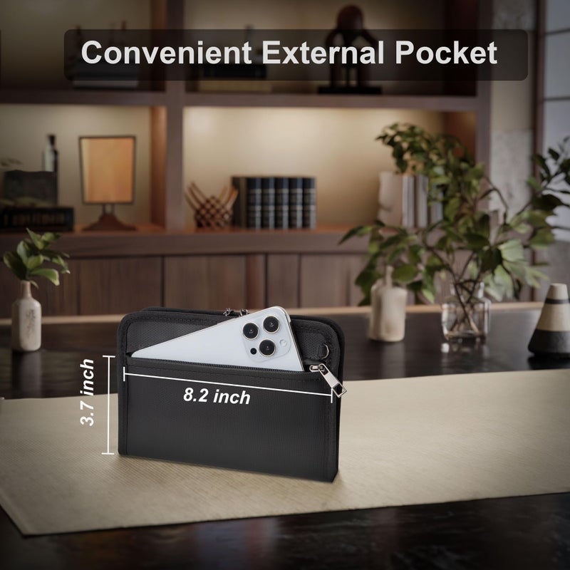 XIAODUN Fireproof Money Bag,Money Bag with Lock and Zipper,Safe Fireproof Waterproof,Suitable for Cash, Mobile Phones, Keys, Credit Cards - Image 5