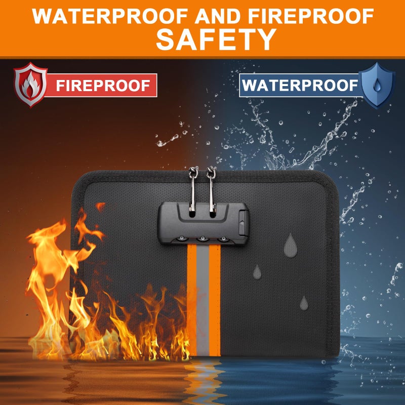 XIAODUN Fireproof Money Bag,Money Bag with Lock and Zipper,Safe Fireproof Waterproof,Suitable for Cash, Mobile Phones, Keys, Credit Cards - Image 2