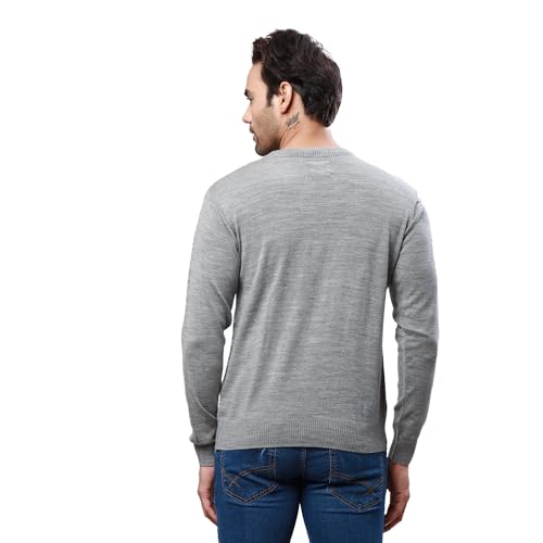 Raymond Men's Regular Fit Acrylic Wool Blend Full Sleeve Round Neck Jacquard Pattern Grey Casual Sweater (Size: XL)-RMWX01266-G4 - Image 4