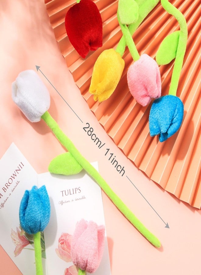 ZJoey 10/18 Pcs Plush Tulips Flower Stuffed Rose Flower Bendable Stems Plush Bouquet Toy Soft Rose Flower 12.6 Inch for Graduation 2022 Mother's Day Girl Girlfriend Wife(10 Pcs Colorful Tulip Series) - Image 2
