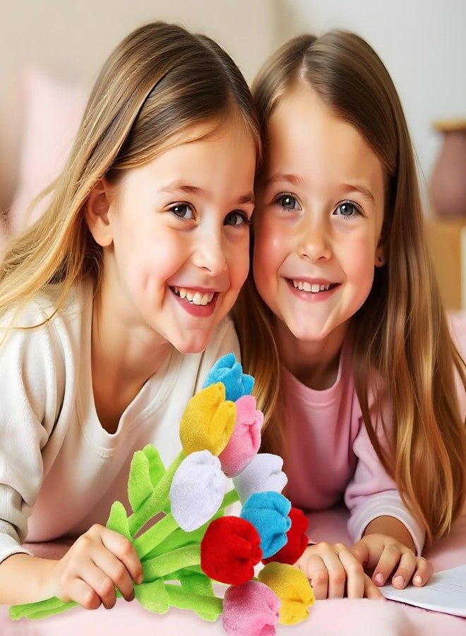 ZJoey 10/18 Pcs Plush Tulips Flower Stuffed Rose Flower Bendable Stems Plush Bouquet Toy Soft Rose Flower 12.6 Inch for Graduation 2022 Mother's Day Girl Girlfriend Wife(10 Pcs Colorful Tulip Series) - Image 4