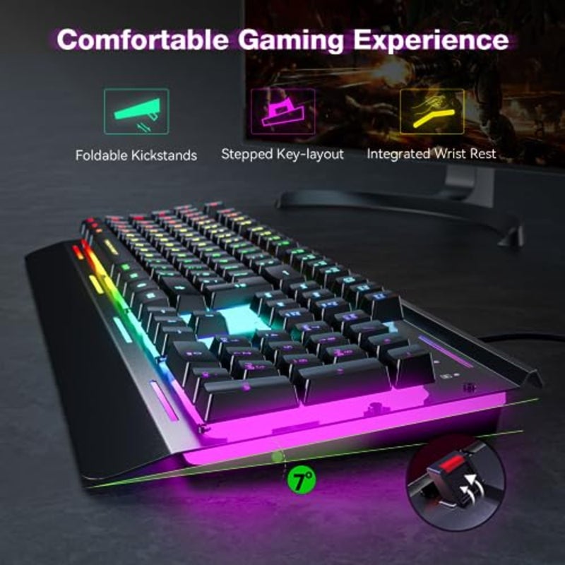 لوحة مفاتيح ألعاب للاستخدام المكتبي، هيكل من سبائك الألومنيوم، أسود مع إضاءة RGB، وإضاءة قابلة للتخصيص بـ 15 منطقة، و25 مفتاحًا مضادًا للظلال، ومقاومة للماء والغبار IP32، وتشغيل هادئ للغاية - Image 3