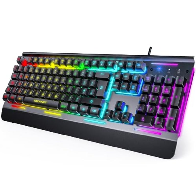 لوحة مفاتيح ألعاب للاستخدام المكتبي، هيكل من سبائك الألومنيوم، أسود مع إضاءة RGB، وإضاءة قابلة للتخصيص بـ 15 منطقة، و25 مفتاحًا مضادًا للظلال، ومقاومة للماء والغبار IP32، وتشغيل هادئ للغاية - Image 1