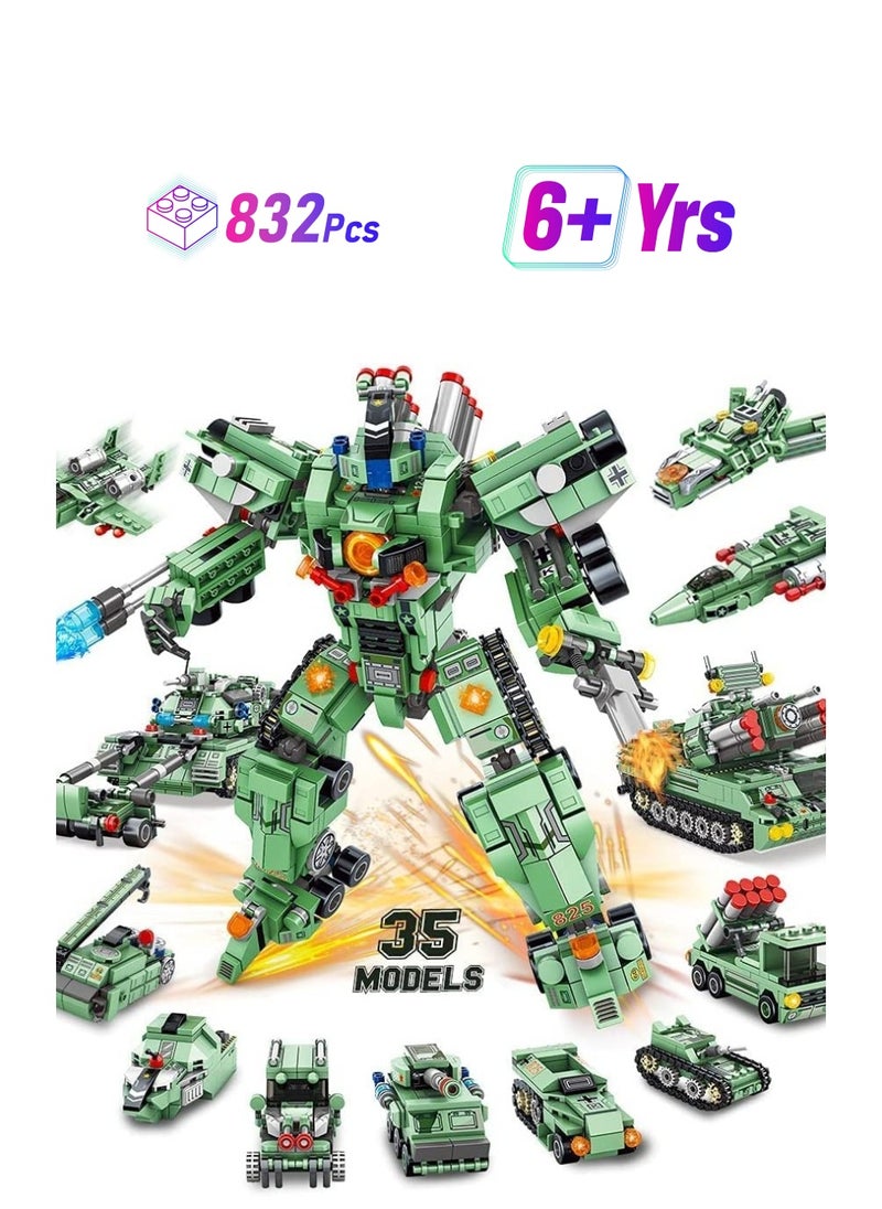 SYOSI Robot Building Kit for Kids, 35 in 1 Robot Building Blocks Erector Sets for Boys, Engineering Educational Construction Robot Toys, 832 Pcs Projects Multifunctional Building Robot Blocks Toys Gift  - Image 1