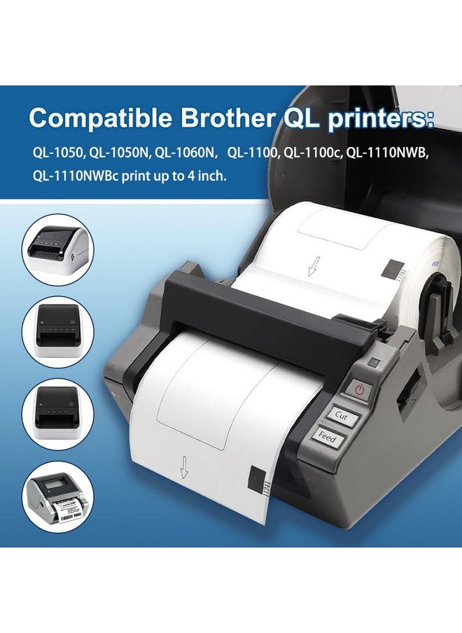 Replace For Brother Dk1241 Diecut Large Shipping Label 4 X 6(102 Mm X 151 Mm) 200/Roll For Thermal Ql1100 Ql1110Nwb Label Printer (3 Paper Roll+1 Reusable Cartridge)