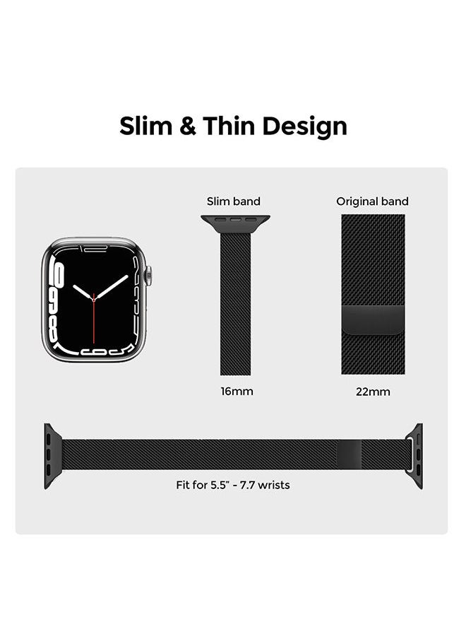 O Ozone - Slim Milanese Loop Strap For Apple Watch Series 10 9 8 7 6 5 4 SE, 38/40/41/42mm Stainless Steel Magnetic Wristband Strap -Sliver - Image 1
