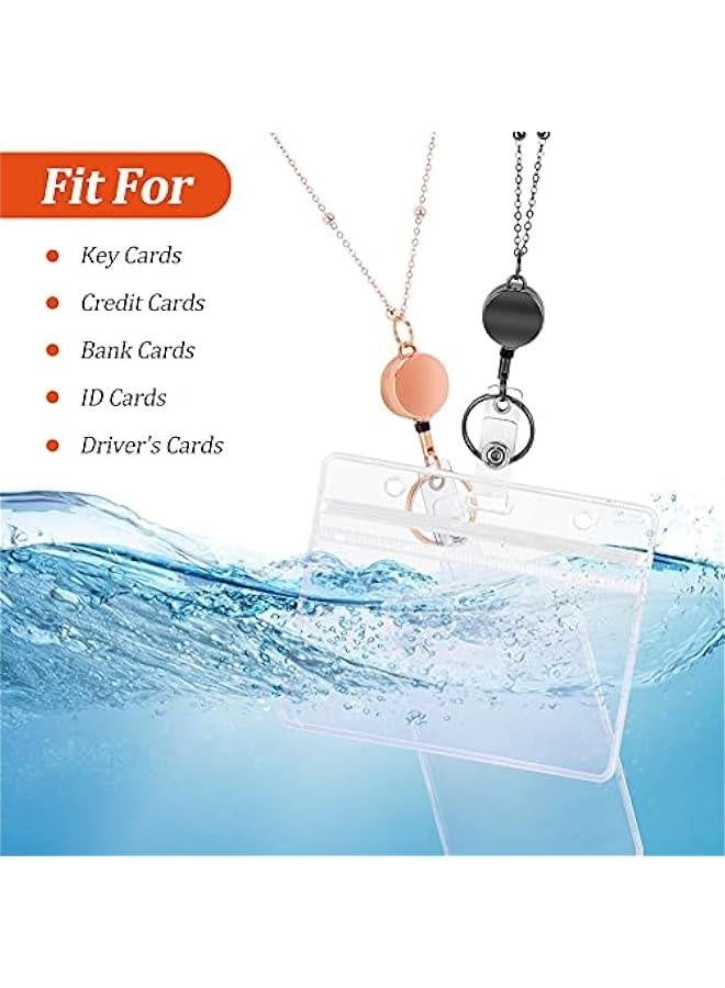 Generic Retractable Badge Reel Lanyard with ID Holder, Set of 3 Badge Necklace Lanyard with 6 Waterproof Name Card Holder for Office Worker, Nurses, Teachers, Doctors & Students  - Image 3