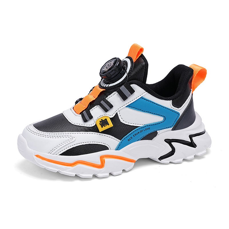 Boys Shoes 6-12 Years Old Children'S Sneaker 2024 New Mesh Breathable Boys Rotating Button Trendy Shoes - Image 1