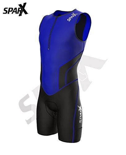 Sparx X Triathlon Suit Racing Tri Cycling Skin Suit Bike Swim Run (Blue, XL) - Image 2